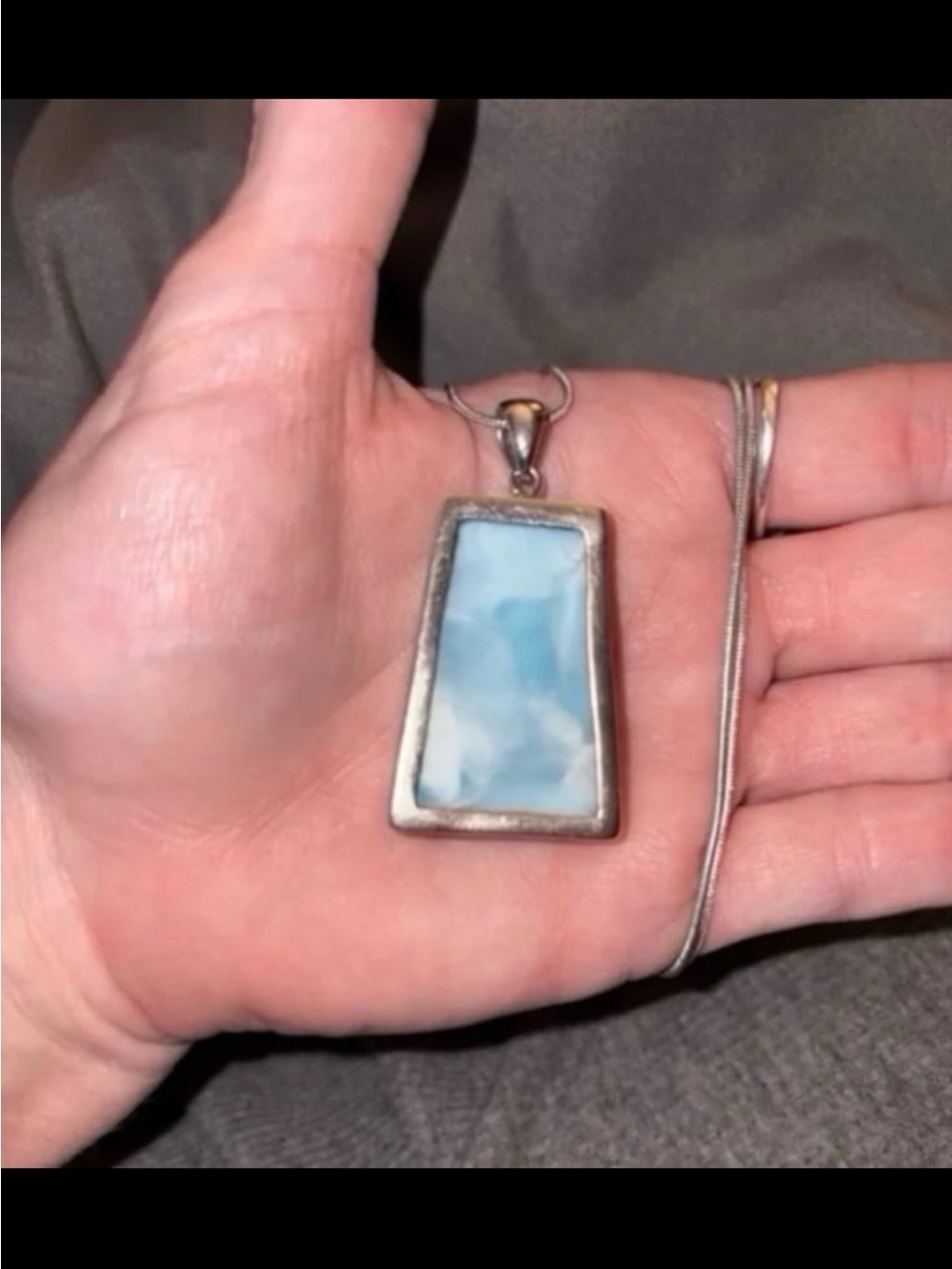 Sterling Silver Larimar Pendant Necklace in Sky Blue - Picture 5 of 5